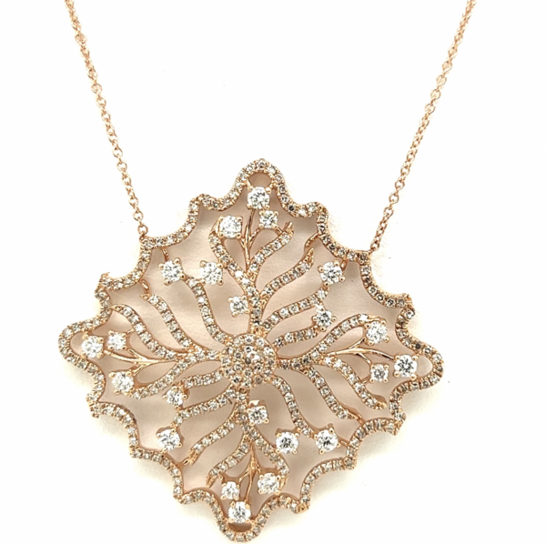 14k Rose Gold Filigree Diamond Necklace
