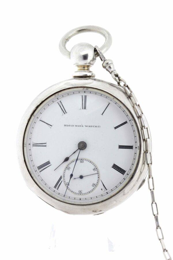 Timekeepersclayton 1880s Keywind Elgin National Watch CO Pocket Watch Western Coin Case