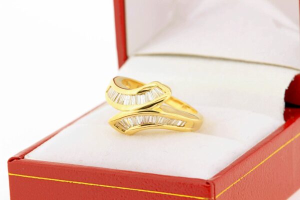 Timekeepersclayton 14K Yellow Gold Bypass Ring with Tapered Baguette Diamonds Assorted size