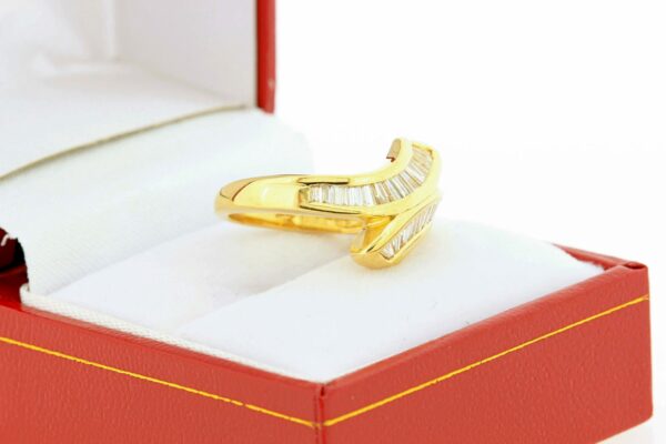 Timekeepersclayton 14K Yellow Gold Bypass Ring with Tapered Baguette Diamonds Assorted size