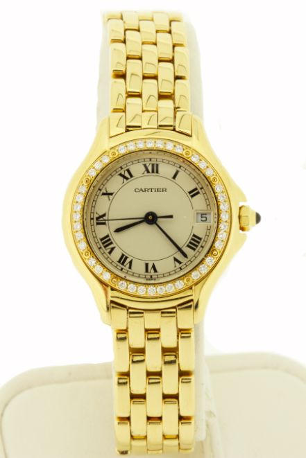 Timekeepersclayton Cartier Cougar 18K Gold  Diamond Bezel