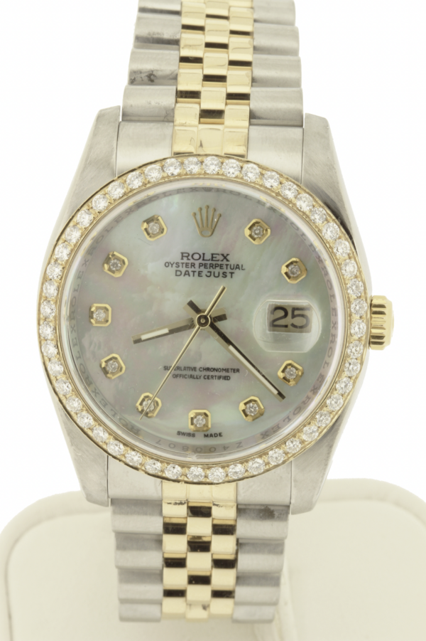 Rolex Datejust 36mm Year 2006 Custom Diamond Dial and Bezel Box/Papers