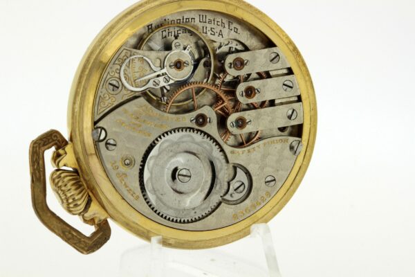 Timekeepersclayton Vintage Burlington Special Pocket Watch 10K Gold Filled Skeleton Case with Guilloché Engraving