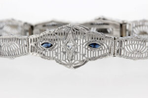 Timekeepersclayton 10K Gold Diamond Sapphire Bracelet