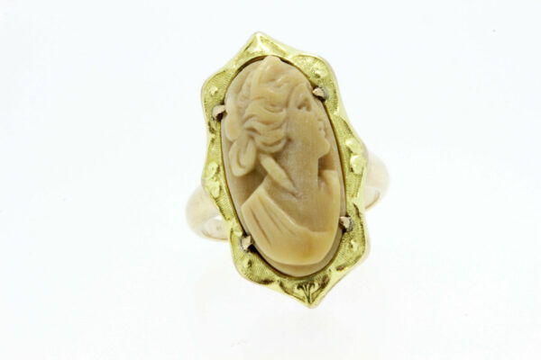 Timekeepersclayton 10K Gold Ring with Sandstone Cameo