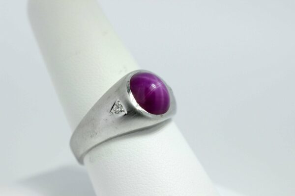 Timekeepersclayton 10K White Gold Ring with Synthetic Star Ruby