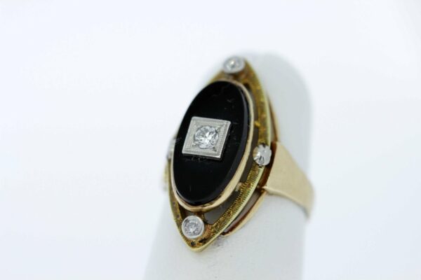Timekeepersclayton 10K Yellow Gold Ring with Onyx and Diamonds