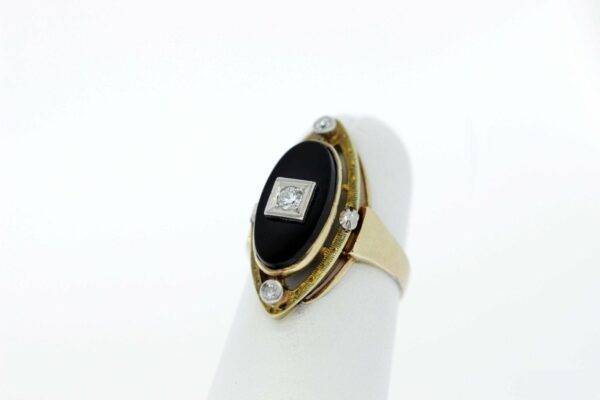 Timekeepersclayton 10K Yellow Gold Ring with Onyx and Diamonds