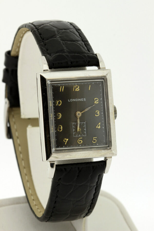 Timekeepersclayton 14 Karat Gold Filled Longines Black Dial Wrist Watch 17 Jeweled Movement