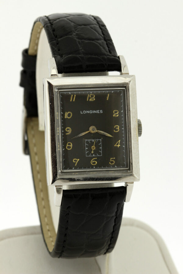 Timekeepersclayton 14 Karat Gold Filled Longines Black Dial Wrist Watch 17 Jeweled Movement