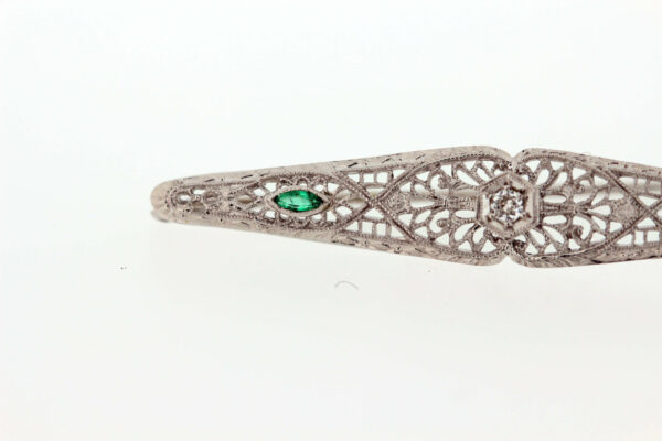 Timekeepersclayton 14K Brooch with Diamond Center and Emerald Accents