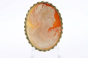 Timekeepersclayton 14K Brooch with Female with Pearls Cameo