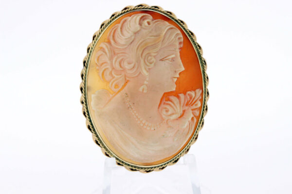 Timekeepersclayton 14K Brooch with Female with Pearls Cameo
