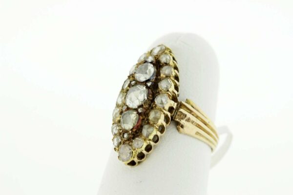 Timekeepersclayton 14K Gold Almond Shaped Ring with Rose cut Diamonds 1ct total weight