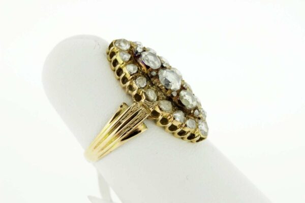 Timekeepersclayton 14K Gold Almond Shaped Ring with Rose cut Diamonds 1ct total weight