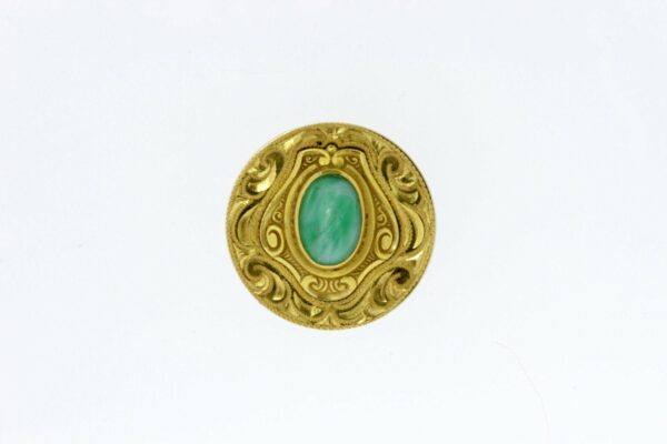Timekeepersclayton 14K Gold Brooch with Green Oval Center