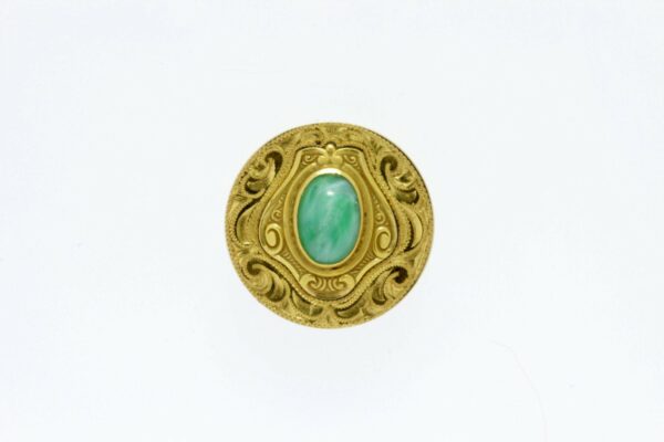 Timekeepersclayton 14K Gold Brooch with Green Oval Center
