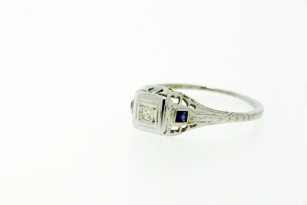 Timekeepersclayton 14K Gold Diamond Engagement Ring with blue glass Sides