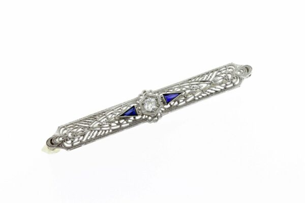 Timekeepersclayton 14K Gold Diamond and Sapphire Brooch