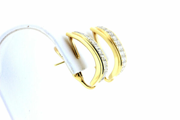 Timekeepersclayton 14K Gold Earrings Half Hoops Omega Backs CZs