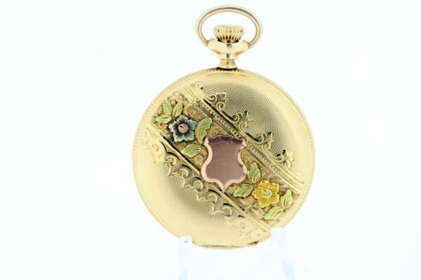 14K Gold Elgin Pocket Watch Multicolored Flowers