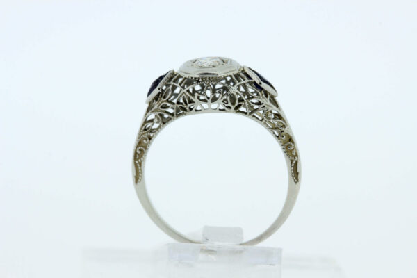 Timekeepersclayton 14K Gold Filigree Ring Flower and Vines with Diamond Center