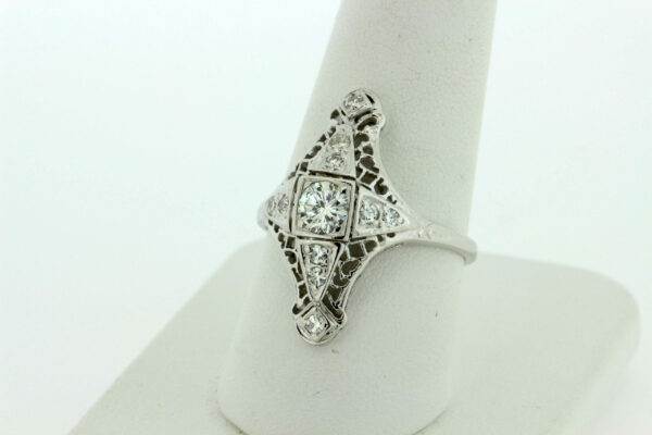Timekeepersclayton 14K Gold Heart Filigree Ring with Half Carat Total Weight in Diamonds