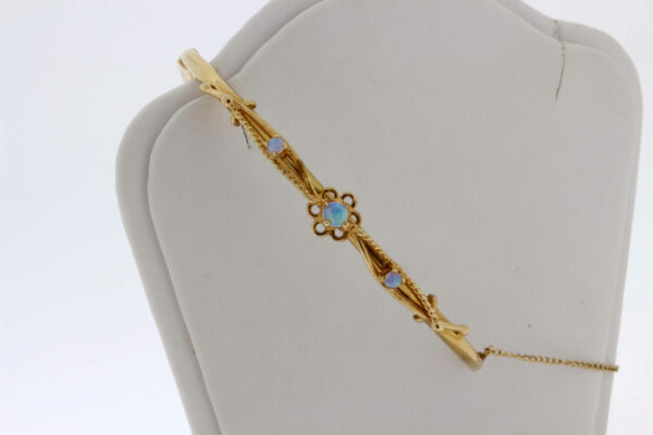 Timekeepersclayton 14K Gold Hinged Opal Bangle Bracelet