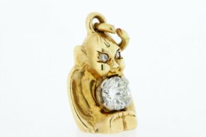 Timekeepersclayton 14K Gold Imp Charm with Half Carat Round Diamond