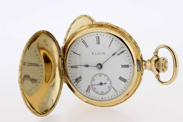 Timekeepersclayton 14K Gold Lady’s Elgin Pocket Watch Flowers