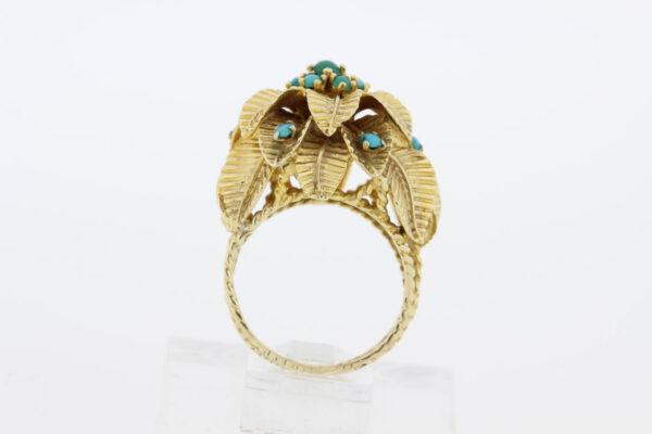 Timekeepersclayton 14K Gold Turquoise Flower Ring