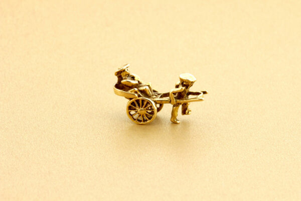 Timekeepersclayton 14K Pulled Ricksaw Charm Vintage Gold Charm for Charm Bracelet