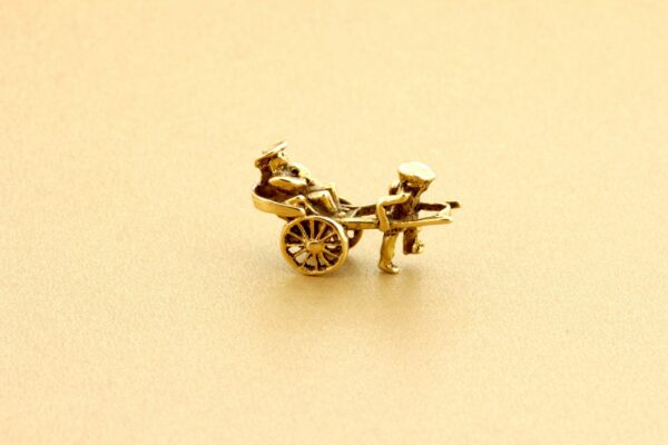 Timekeepersclayton 14K Pulled Ricksaw Charm Vintage Gold Charm for Charm Bracelet