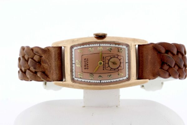 Timekeepersclayton 14K Rose Gold Gruen Curvex Precision Wrist Watch 17 Jewel Movement