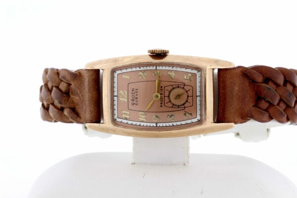 Timekeepersclayton 14K Rose Gold Gruen Curvex Precision Wrist Watch 17 Jewel Movement