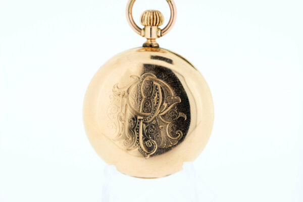 Timekeepersclayton 14K Rose Gold Ladies Pocket Watch with Hand Painted Dial and Carved Cameo Brooch