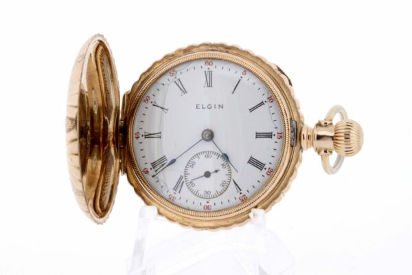 Timekeepersclayton 14K Rose Gold Star Engraved Ladies Elgin Pocket Watch
