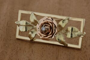 Timekeepersclayton 14K Rose Gold and Yellow Gold Rose Brooch