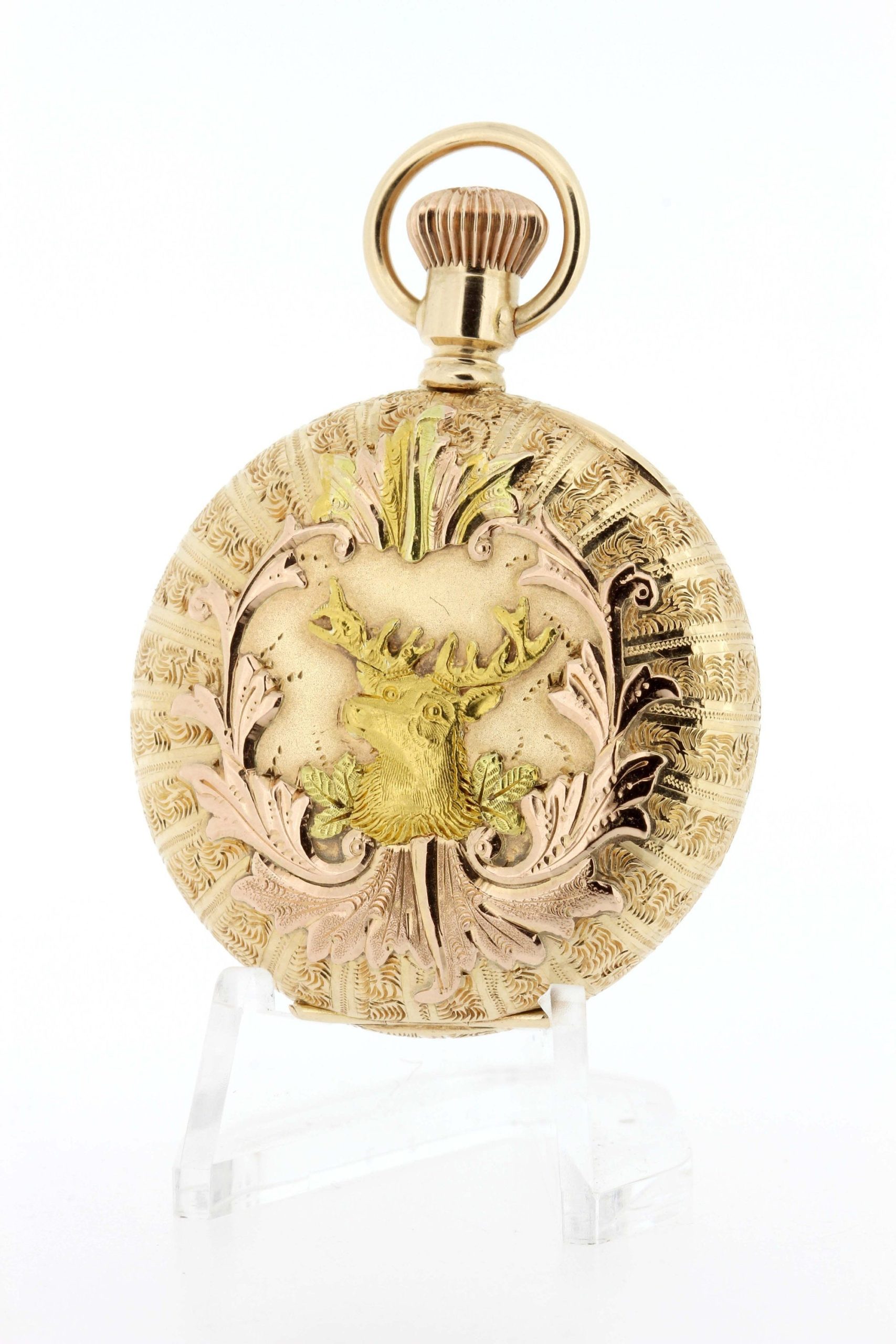 Engraved Link Antique Pocket Watch Chain in 14K Yellow Gold