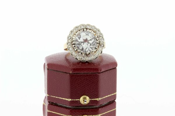 Timekeepersclayton 14K White and Yellow Diamond Halo Ring with Large CZ Center Vintage