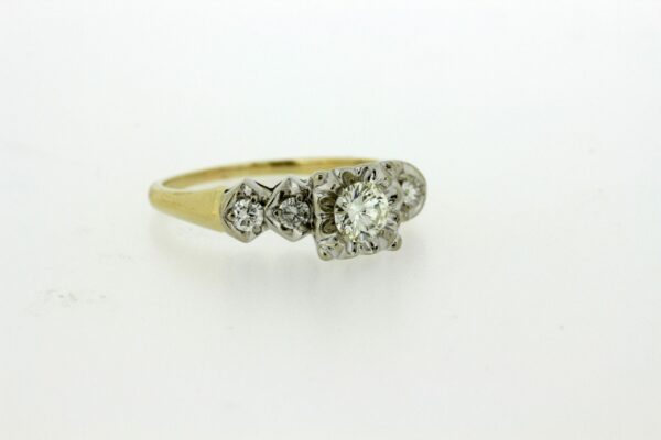 Timekeepersclayton 14K White and Yellow Gold 5 Diamond Engagement Wedding Anniversary Ring Vintage