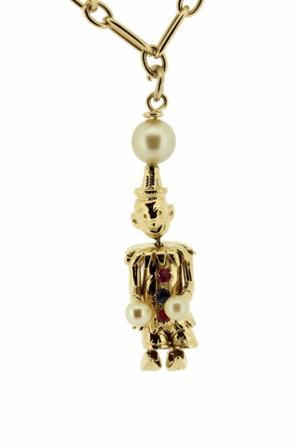 Timekeepersclayton 14K Yellow Gold Clown Charm with Pearl Hat