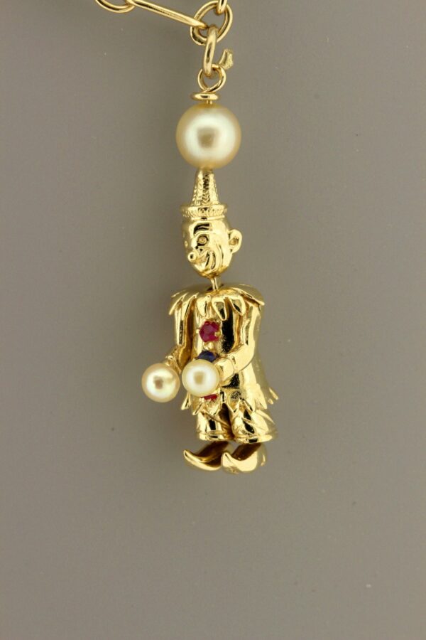 Timekeepersclayton 14K Yellow Gold Clown Charm with Pearl Hat