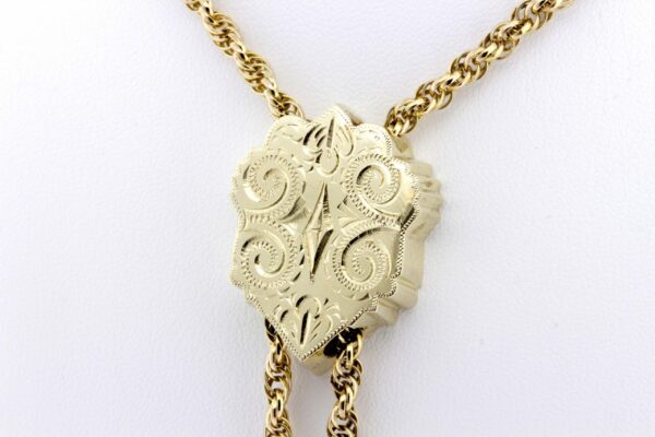 Timekeepersclayton 14K Yellow Gold Hand Engraved Slide Necklace