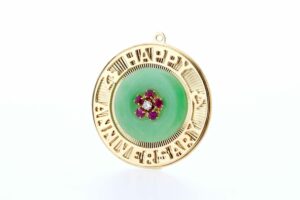 Timekeepersclayton 14K Yellow Gold Jade Anniversary Charm Pendant
