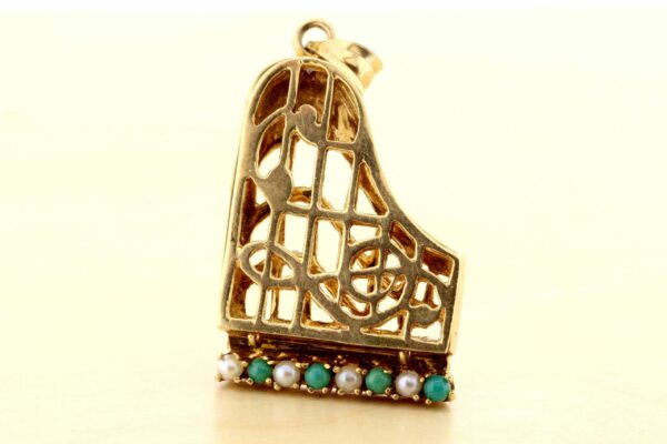 Timekeepersclayton 14K Yellow Gold Pearl and Turquoise Piano
