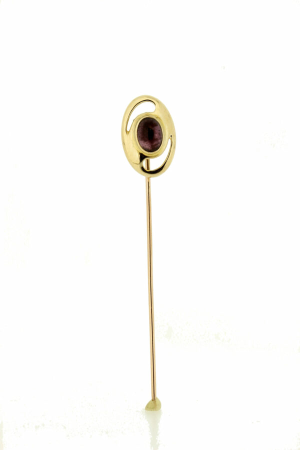 Timekeepersclayton 14K Yellow Gold Purple Amethyst Stick Pin Vintage Bezel Set Cabochon