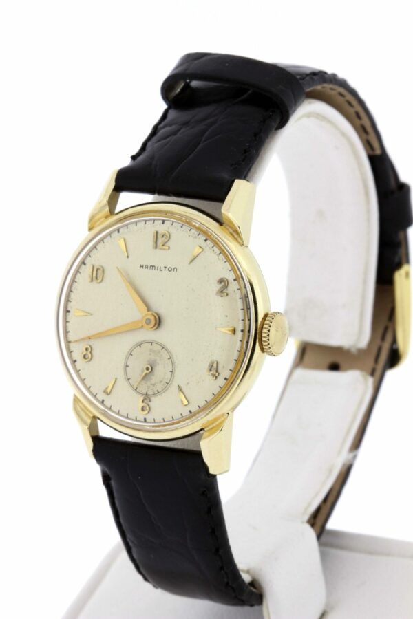 Timekeepersclayton 14K Yellow Gold Round Case Hamilton Wrist Watch 17 Jeweled Movement