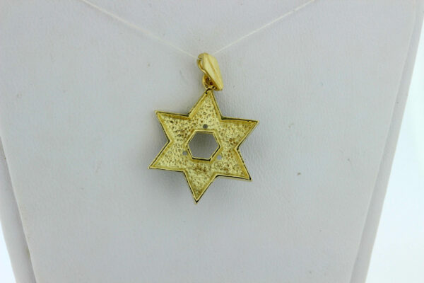 Timekeepersclayton 14K Yellow Gold Star of David with Green and Blue Enamel