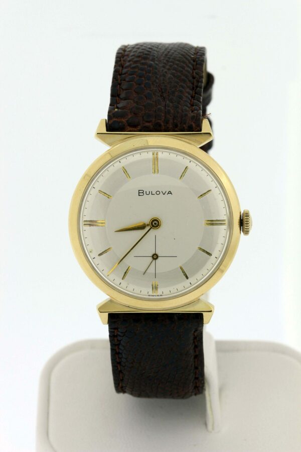 Timekeepersclayton 14K Yellow Gold Vintage Bulova Men’s Wrist Watch Geometric Lugs